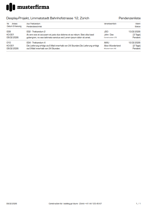 Pendenzenliste – Thumbnail