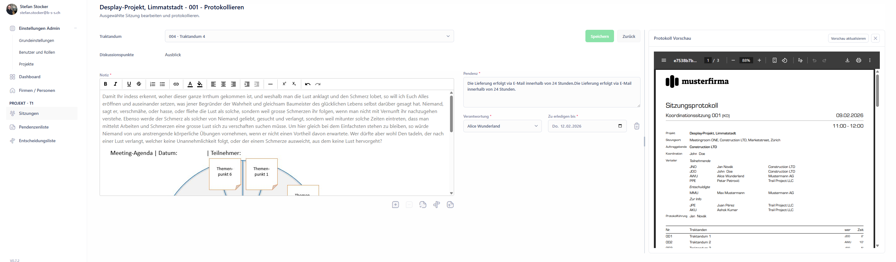 Vorschau Pendenzenliste